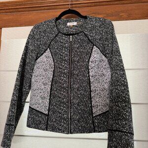 Calvin Klein Collarless Blazer – Black & White Speckled